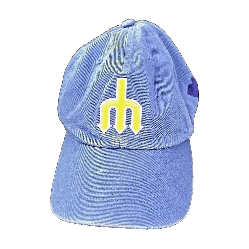 Vintage Seattle Mariners '47 Trident Logo Adjustable Cap Hat MLB‎ 80s Blue